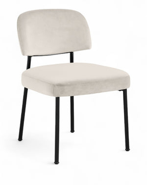 Meridian Furniture Zarelle Velvet Upholstered Dining Chair with Matte Black Iron Frame for Modern Rooms Cream 88021Cream-C