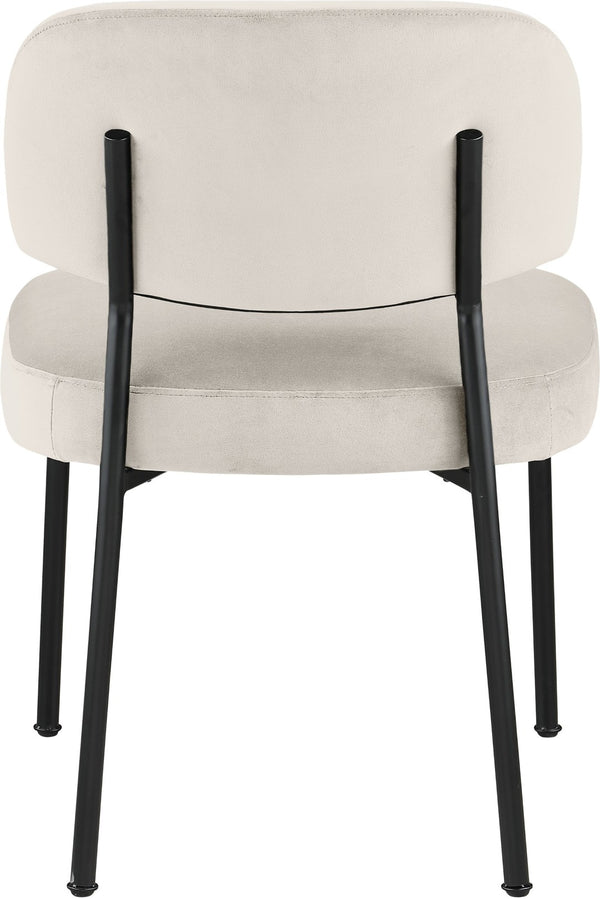Meridian Furniture Zarelle Velvet Upholstered Dining Chair with Matte Black Iron Frame for Modern Rooms Cream 88021Cream-C