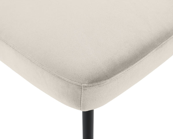 Meridian Furniture Zarelle Velvet Upholstered Dining Chair with Matte Black Iron Frame for Modern Rooms Cream 88021Cream-C