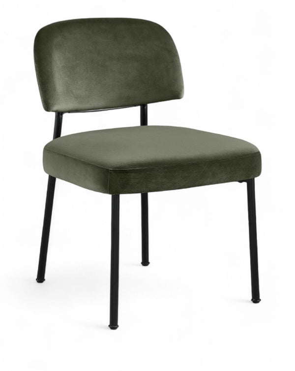 Meridian Furniture Zarelle Velvet Upholstered Dining Chair with Matte Black Iron Frame for Modern Rooms Green 88021Green-C
