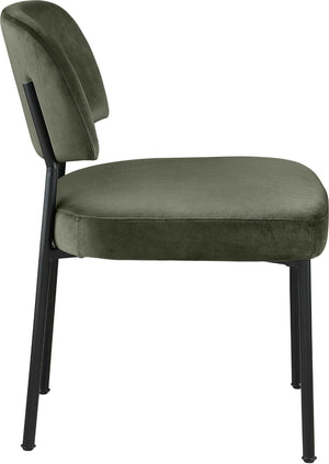 Meridian Furniture Zarelle Velvet Upholstered Dining Chair with Matte Black Iron Frame for Modern Rooms Green 88021Green-C