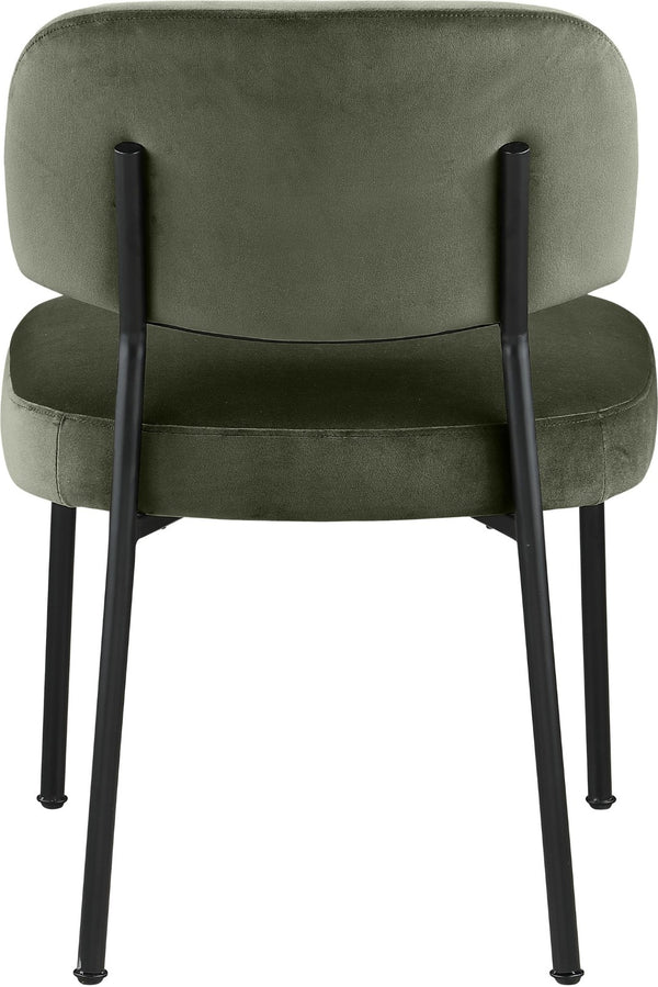 Meridian Furniture Zarelle Velvet Upholstered Dining Chair with Matte Black Iron Frame for Modern Rooms Green 88021Green-C