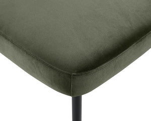 Meridian Furniture Zarelle Velvet Upholstered Dining Chair with Matte Black Iron Frame for Modern Rooms Green 88021Green-C