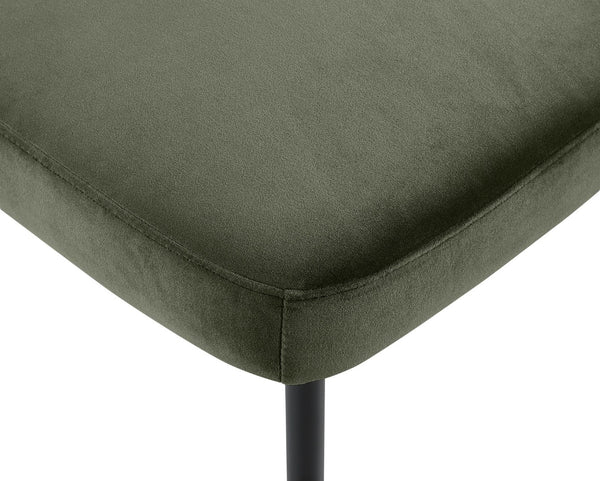 Meridian Furniture Zarelle Velvet Upholstered Dining Chair with Matte Black Iron Frame for Modern Rooms Green 88021Green-C