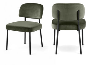 Meridian Furniture Zarelle Velvet Upholstered Dining Chair with Matte Black Iron Frame for Modern Rooms Green 88021Green-C