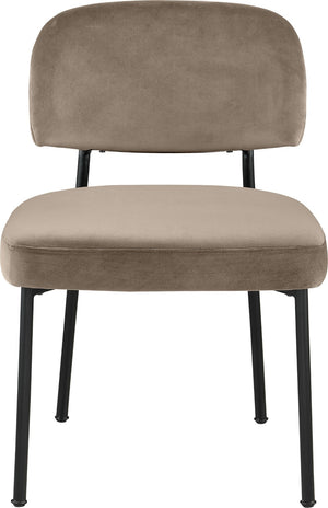 Meridian Furniture Zarelle Velvet Upholstered Dining Chair with Matte Black Iron Frame for Modern Rooms Taupe 88021Taupe-C