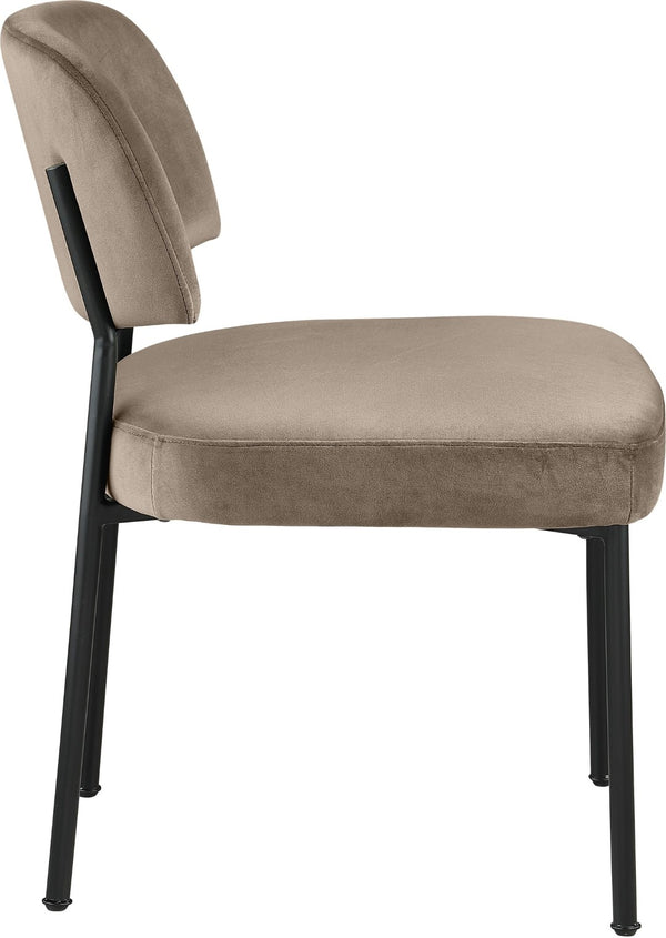Meridian Furniture Zarelle Velvet Upholstered Dining Chair with Matte Black Iron Frame for Modern Rooms Taupe 88021Taupe-C