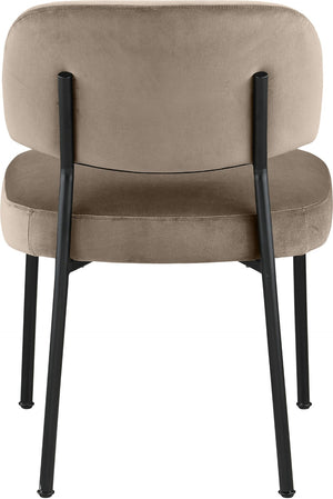 Meridian Furniture Zarelle Velvet Upholstered Dining Chair with Matte Black Iron Frame for Modern Rooms Taupe 88021Taupe-C