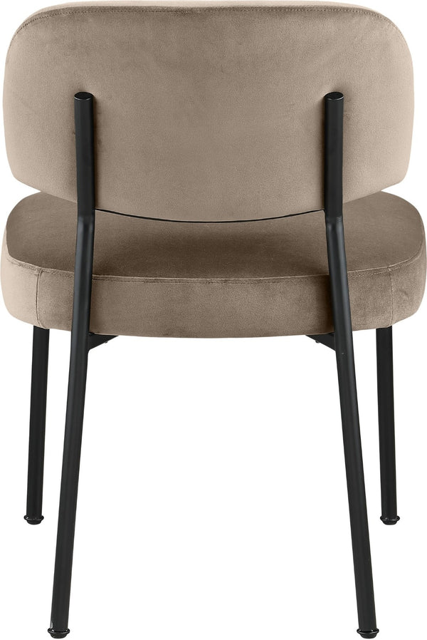 Meridian Furniture Zarelle Velvet Upholstered Dining Chair with Matte Black Iron Frame for Modern Rooms Taupe 88021Taupe-C