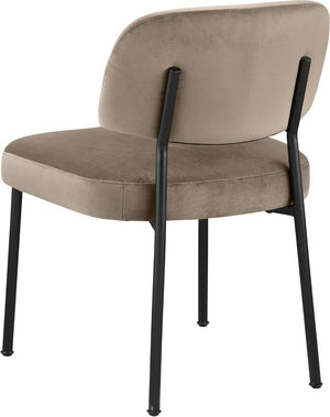 Meridian Furniture Zarelle Velvet Upholstered Dining Chair with Matte Black Iron Frame for Modern Rooms Taupe 88021Taupe-C