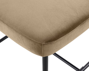 Meridian Furniture Zarelle Velvet Upholstered Counter Stool with Matte Black Iron Frame for Kitchen Islands Beige 88022Beige-C