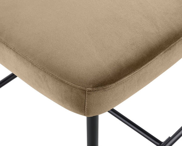Meridian Furniture Zarelle Velvet Upholstered Counter Stool with Matte Black Iron Frame for Kitchen Islands Beige 88022Beige-C