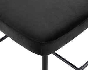 Meridian Furniture Zarelle Velvet Upholstered Counter Stool with Matte Black Iron Frame for Kitchen Islands Black 88022Black-C
