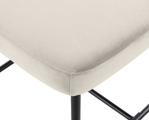 Meridian Furniture Zarelle Velvet Upholstered Counter Stool with Matte Black Iron Frame for Kitchen Islands Cream 88022Cream-C