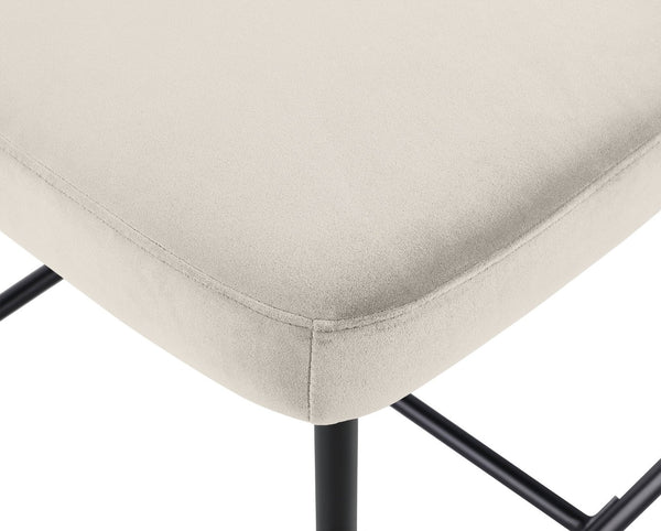 Meridian Furniture Zarelle Velvet Upholstered Counter Stool with Matte Black Iron Frame for Kitchen Islands Cream 88022Cream-C