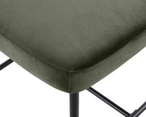 Meridian Furniture Zarelle Velvet Upholstered Counter Stool with Matte Black Iron Frame for Kitchen Islands Green 88022Green-C