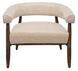 Quinn Ivory Arm Chair with Wood Frame