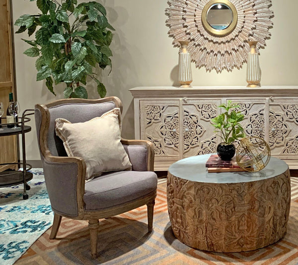 Moti Dan Lounge Arm Chair in Gray Linen  88023065