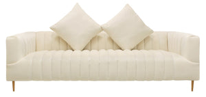 Moti Rutland Sofa - Ivory, Gold Tone Metal Legs, 2 Toss Pillow 88023069