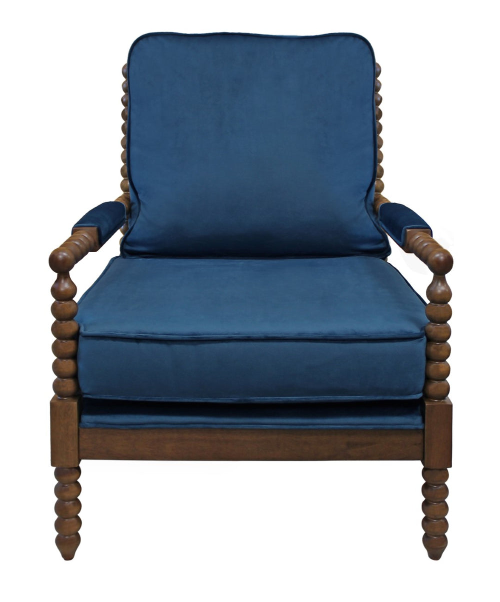 Moti Windsor Royal Blue Velvet Fabric Occasional Chair 88023072