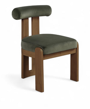 Meridian Furniture Arienzo Art Deco Velvet Dining Chair with Sculptural Back and Solid Wood Legs for Elegant Rooms Green Style A 88023Green-C