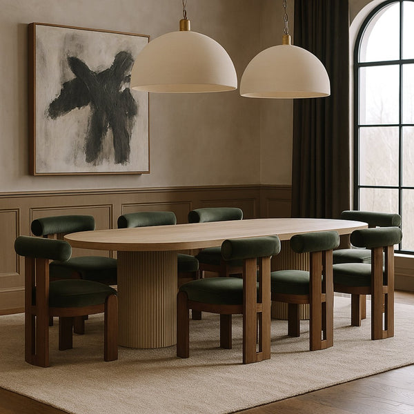 Meridian Furniture Arienzo Art Deco Velvet Dining Chair with Sculptural Back and Solid Wood Legs for Elegant Rooms Green Style A 88023Green-C
