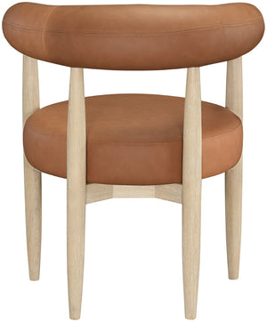 Meridian Furniture Sable Vegan Leather Dining Chair with Art Deco Wraparound Back and Solid Wood Frame Cognac 88027 88027Cognac-C