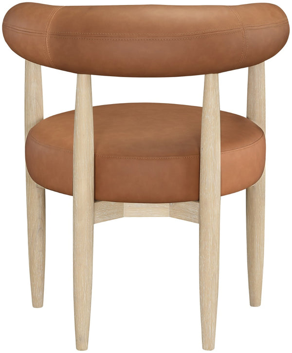 Meridian Furniture Sable Vegan Leather Dining Chair with Art Deco Wraparound Back and Solid Wood Frame Cognac 88027 88027Cognac-C