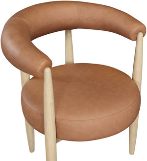 Meridian Furniture Sable Vegan Leather Dining Chair with Art Deco Wraparound Back and Solid Wood Frame Cognac 88027 88027Cognac-C