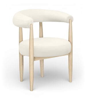 Meridian Furniture Sable Vegan Leather Dining Chair with Art Deco Wraparound Back and Solid Wood Frame Cream 88027 88027Cream-C