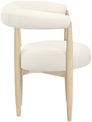Meridian Furniture Sable Vegan Leather Dining Chair with Art Deco Wraparound Back and Solid Wood Frame Cream 88027 88027Cream-C