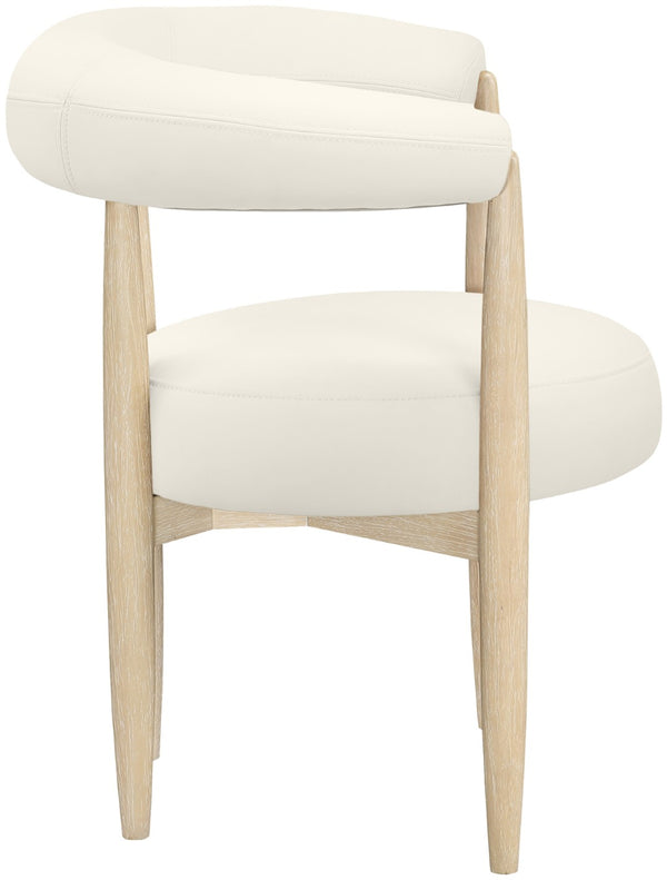 Meridian Furniture Sable Vegan Leather Dining Chair with Art Deco Wraparound Back and Solid Wood Frame Cream 88027 88027Cream-C