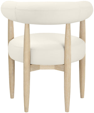 Meridian Furniture Sable Vegan Leather Dining Chair with Art Deco Wraparound Back and Solid Wood Frame Cream 88027 88027Cream-C