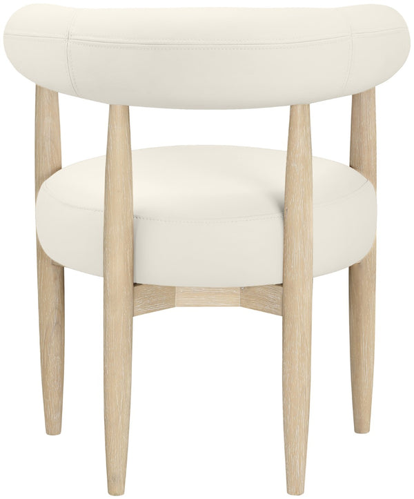 Meridian Furniture Sable Vegan Leather Dining Chair with Art Deco Wraparound Back and Solid Wood Frame Cream 88027 88027Cream-C