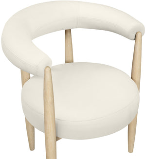 Meridian Furniture Sable Vegan Leather Dining Chair with Art Deco Wraparound Back and Solid Wood Frame Cream 88027 88027Cream-C