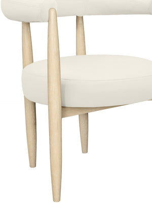Meridian Furniture Sable Vegan Leather Dining Chair with Art Deco Wraparound Back and Solid Wood Frame Cream 88027 88027Cream-C