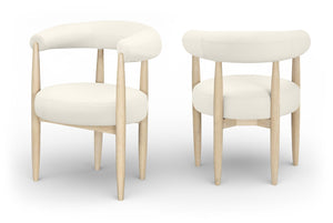 Meridian Furniture Sable Vegan Leather Dining Chair with Art Deco Wraparound Back and Solid Wood Frame Cream 88027 88027Cream-C