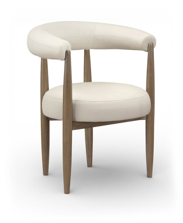 Meridian Furniture Sable Vegan Leather Dining Chair with Art Deco Wraparound Back and Solid Wood Frame Beige 88028 88028Beige-C