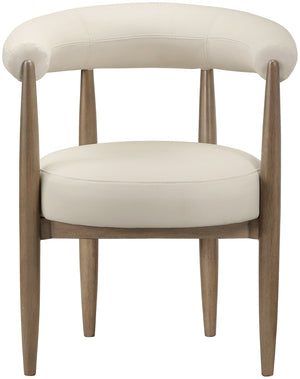 Meridian Furniture Sable Vegan Leather Dining Chair with Art Deco Wraparound Back and Solid Wood Frame Beige 88028 88028Beige-C