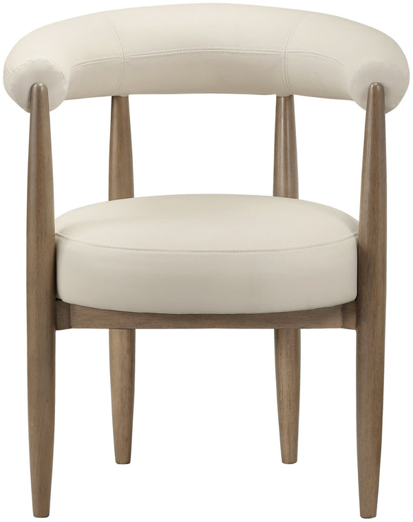 Meridian Furniture Sable Vegan Leather Dining Chair with Art Deco Wraparound Back and Solid Wood Frame Beige 88028 88028Beige-C