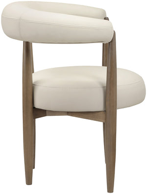 Meridian Furniture Sable Vegan Leather Dining Chair with Art Deco Wraparound Back and Solid Wood Frame Beige 88028 88028Beige-C