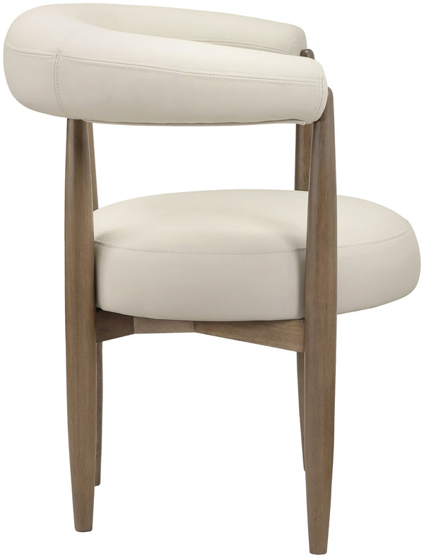 Meridian Furniture Sable Vegan Leather Dining Chair with Art Deco Wraparound Back and Solid Wood Frame Beige 88028 88028Beige-C