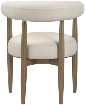 Meridian Furniture Sable Vegan Leather Dining Chair with Art Deco Wraparound Back and Solid Wood Frame Beige 88028 88028Beige-C