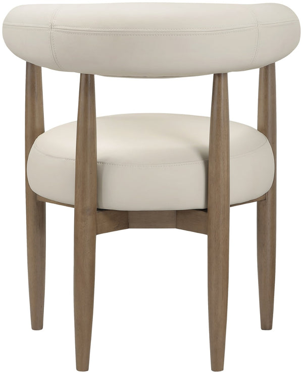 Meridian Furniture Sable Vegan Leather Dining Chair with Art Deco Wraparound Back and Solid Wood Frame Beige 88028 88028Beige-C