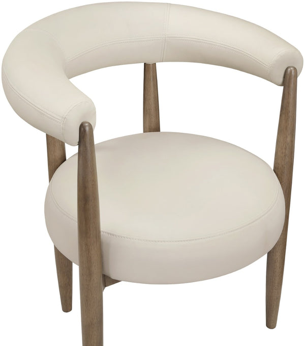 Meridian Furniture Sable Vegan Leather Dining Chair with Art Deco Wraparound Back and Solid Wood Frame Beige 88028 88028Beige-C