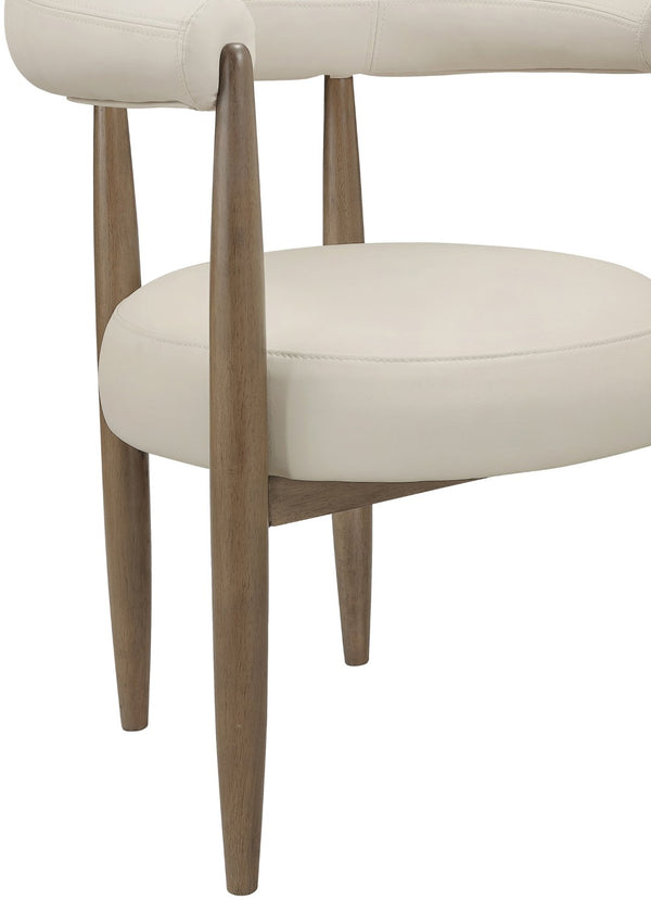 Meridian Furniture Sable Vegan Leather Dining Chair with Art Deco Wraparound Back and Solid Wood Frame Beige 88028 88028Beige-C