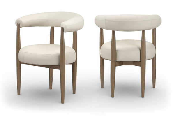 Meridian Furniture Sable Vegan Leather Dining Chair with Art Deco Wraparound Back and Solid Wood Frame Beige 88028 88028Beige-C