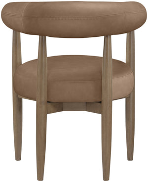 Meridian Furniture Sable Vegan Leather Dining Chair with Art Deco Wraparound Back and Solid Wood Frame Brown 88028 88028Brown-C