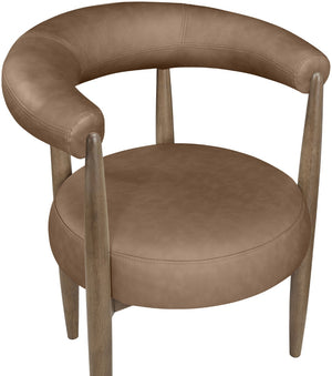 Meridian Furniture Sable Vegan Leather Dining Chair with Art Deco Wraparound Back and Solid Wood Frame Brown 88028 88028Brown-C