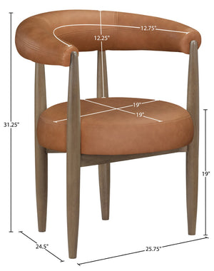 Meridian Furniture Sable Vegan Leather Dining Chair with Art Deco Wraparound Back and Solid Wood Frame Cognac 88028 88028Cognac-C